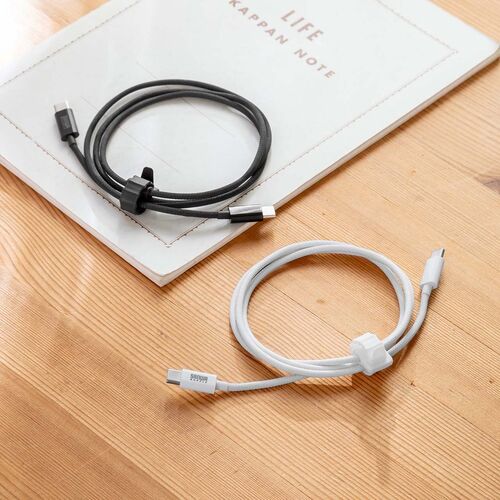 USB Type-Cケーブル（USB PD60W・1m・ケーブルバンド付き・シリコンメッシュ・絡まない・しなやか・CtoC・タイプC・USB2.0・充電・データ転送・スマホ・タブレット・ブラック）