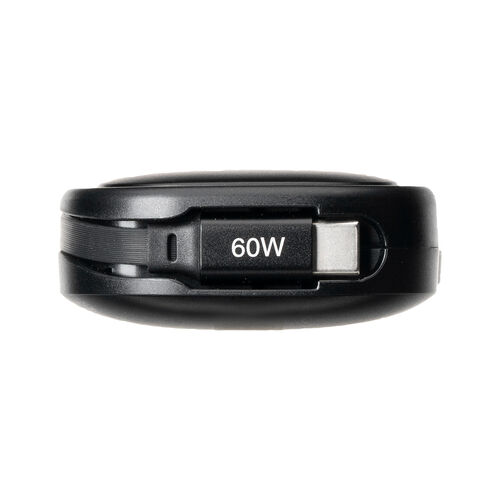 巻き取り式 USB Type-Cケーブル（両引き・CtoC・1.2m・PD60W・充電ケーブル・データ転送・持ち運び・iPad・iPhone・スマホ・タブレット・ブラック）