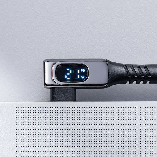 USB Type-Cケーブル（W数表示機能付き・USB4・8K/60Hz・L字コネクタ・映像伝達可能・PD100W対応・1m・シリコンケーブル・充電・データ転送・スマホ タブレット ）