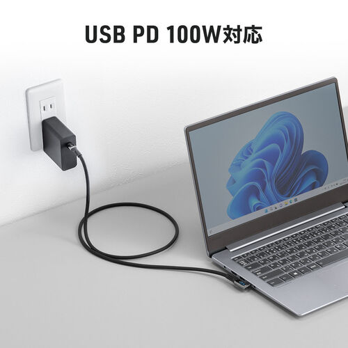 USB Type-Cケーブル（W数表示機能付き・USB4・8K/60Hz・L字コネクタ・映像伝達可能・PD100W対応・1m・シリコンケーブル・充電・データ転送・スマホ タブレット ）