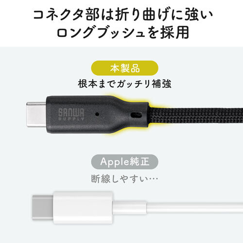 マグネットケーブル（USB Type-Cケーブル・急速充電・PD240Ｗ・まとまりやすい・データ転送・480Mbps・iPhone16対応・1m・ブラック）