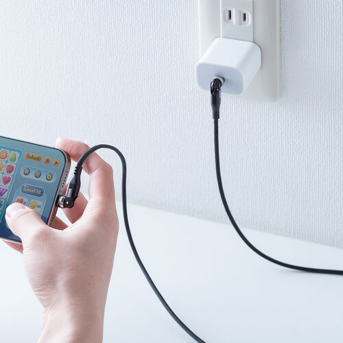 USB Type-Cケーブル（PD240W・L字・全方向対応ケーブル・両端回転コネクタ・スマホ・switch・iPhone17・充電・540°回転・USB2.0・480Mbps・1m・ブラック）