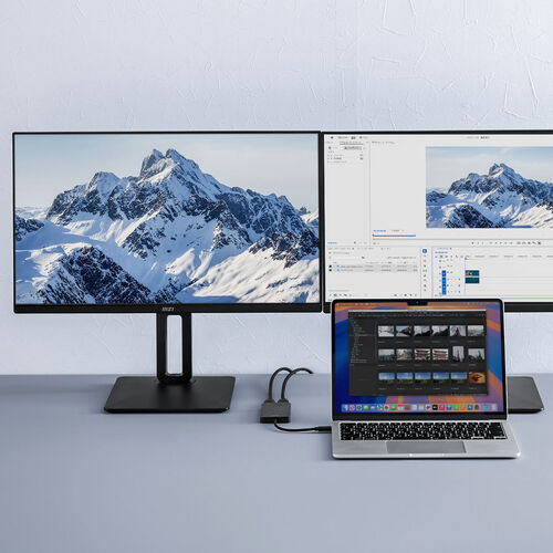 USB C - HDMI 変換アダプタ（4K×1 フルHD×1・ディスプレイアダプタ・マルチディスプレイ・2画面・拡張・HDMI2つ・Win Mac対応）