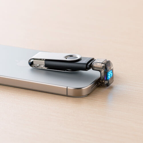 USB-C 変換アダプタ（U字・電力表示機能・USB 40Gbps・PD 140W・映像出力・8K・60Hz・U型・Type-C・出力スクリーン表示・クリアカラー・スケルトンデザイン）