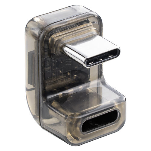 USB-C 変換アダプタ（U字・電力表示機能・USB 40Gbps・PD 140W・映像出力・8K・60Hz・U型・Type-C・出力スクリーン表示・クリアカラー・スケルトンデザイン）