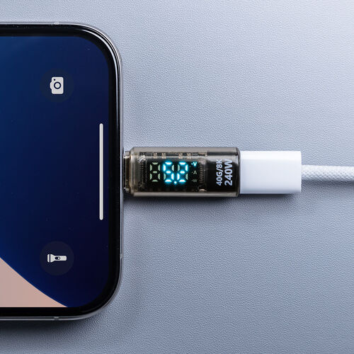 USB-C 変換アダプタ（電力表示機能・USB 40Gbps・PD 240W・映像出力・8K・60Hz・Type-C・出力スクリーン表示・クリアカラー・スケルトンデザイン）