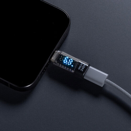 USB-C 変換アダプタ（電力表示機能・USB 40Gbps・PD 240W・映像出力・8K・60Hz・Type-C・出力スクリーン表示・クリアカラー・スケルトンデザイン）