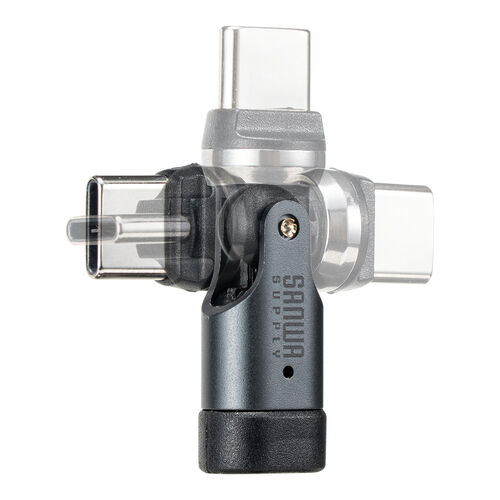 タイプC 変換アダプタ（540°回転・PD240W・上下左右・全方向対応・L字/L型コネクタ・急速充電・方向変換・ガンメタリック）