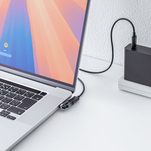 タイプC 変換アダプタ（540°回転・PD240W・上下左右・全方向対応・L字/L型コネクタ・急速充電・方向変換・ガンメタリック）