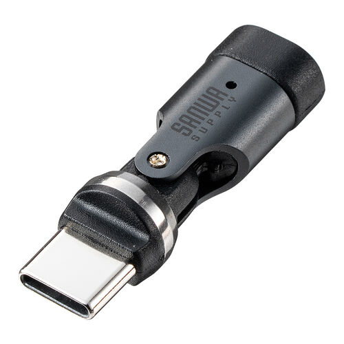 タイプC 変換アダプタ（540°回転・PD240W・上下左右・全方向対応・L字/L型コネクタ・急速充電・方向変換・ガンメタリック）