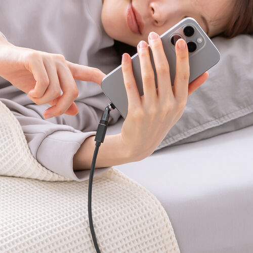 タイプC 変換アダプタ（540°回転・PD240W・上下左右・全方向対応・L字/L型コネクタ・急速充電・方向変換・ガンメタリック）