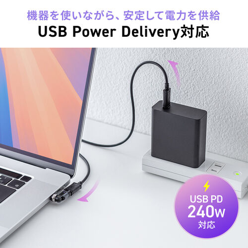 タイプC 変換アダプタ（540°回転・PD240W・上下左右・全方向対応・L字/L型コネクタ・急速充電・方向変換・ガンメタリック）
