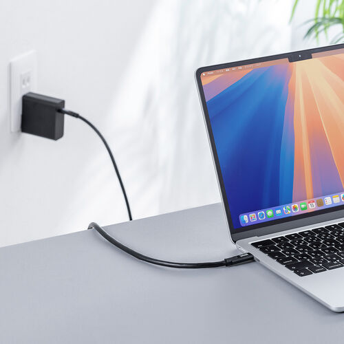 USB Type-Cケーブル（5m・Type-C映像出力対応・USB PD75W対応・4K/60Hz・Altモード・5Gbps・充電・データ転送・ブラック・電子黒板）