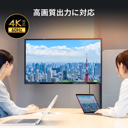 USB Type-Cケーブル（5m・Type-C映像出力対応・USB PD75W対応・4K/60Hz・Altモード・5Gbps・充電・データ転送・ブラック・電子黒板）