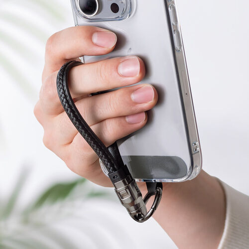 USBケーブル（USB Type-C ストラップ・急速充電・PD240W対応・ハンドストラップ・iPhone16・22cm・ブラック）