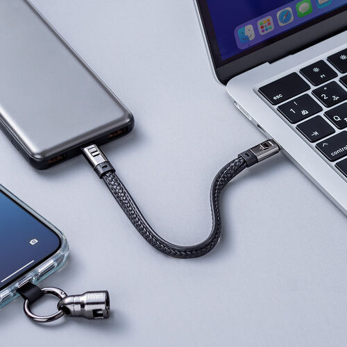 USBケーブル（USB Type-C ストラップ・急速充電・PD240W対応・ハンドストラップ・iPhone16・22cm・ブラック）