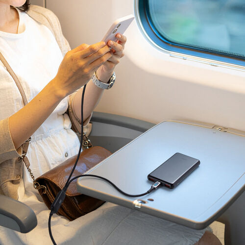 USB Type-C ケーブル（急速充電・PD100W・二股ケーブル・2-in-1・電力表示・ナイロンメッシュ・自動分配・2台同時充電・充電のみ・1.2m・ブラック）