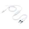 USB Type-C ケーブル（急速充電・PD100W・二股ケーブル・2-in-1・電力表示・ナイロンメッシュ・自動分配・2台同時充電・充電のみ・データブロック・1.2m・ホワイト）