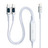 USB Type-C ケーブル（急速充電・PD100W・二股ケーブル・2-in-1・電力表示・ナイロンメッシュ・自動分配・2台同時充電・充電のみ・データブロック・1.2m・ホワイト）