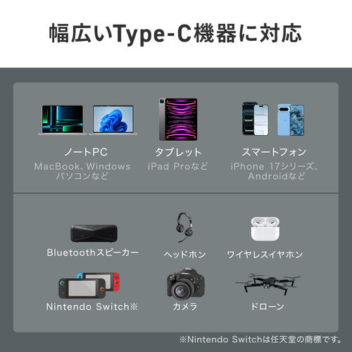 USB Type-C ケーブル（急速充電・PD100W・二股ケーブル・2-in-1・電力表示・ナイロンメッシュ・自動分配・2台同時充電・充電のみ・データブロック・1.2m・ホワイト）