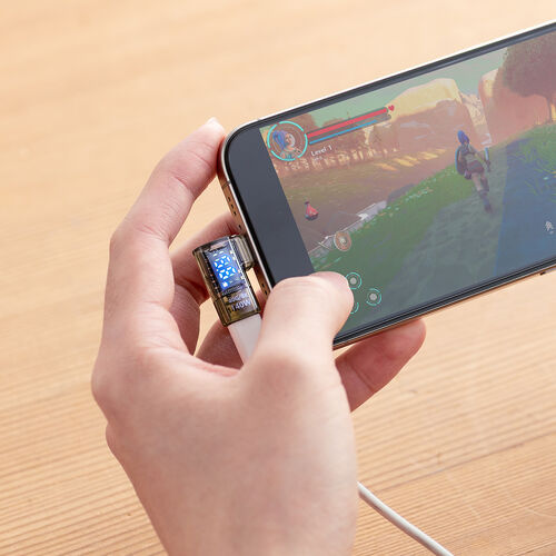 USB-C 変換アダプタ（L字・電力表示機能・USB 40Gbps・PD 140W・映像出力・8K・60Hz・L型・方向変換・Type-C・クリアカラー・スケルトンデザイン）