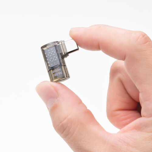 USB-C 変換アダプタ（L字・電力表示機能・USB 40Gbps・PD 140W・映像出力・8K・60Hz・L型・方向変換・Type-C・クリアカラー・スケルトンデザイン）