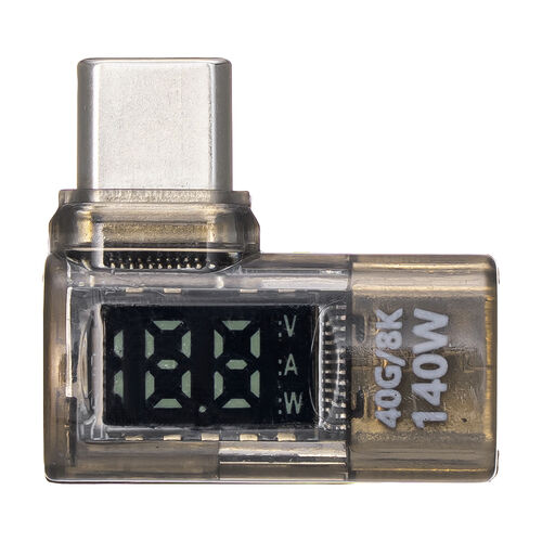 USB-C 変換アダプタ（L字・電力表示機能・USB 40Gbps・PD 140W・映像出力・8K・60Hz・L型・方向変換・Type-C・クリアカラー・スケルトンデザイン）