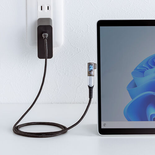 USB-C 変換アダプタ（L字・電力表示機能・USB 40Gbps・PD 140W・映像出力・8K・60Hz・L型・方向変換・Type-C・クリアカラー・スケルトンデザイン）