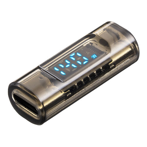 USB-C 中継アダプタ（電力表示機能・メス-メス・延長・USB 40Gbps・PD 140W・映像出力・8K・60Hz・直線・Type-C・クリアカラー・スケルトンデザイン）