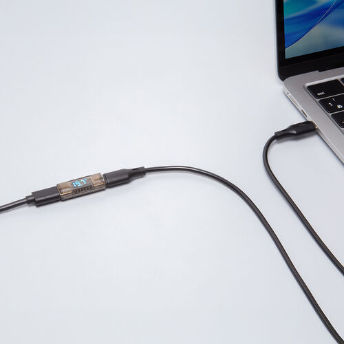 USB-C 中継アダプタ（電力表示機能・メス-メス・延長・USB 40Gbps・PD 140W・映像出力・8K・60Hz・直線・Type-C・クリアカラー・スケルトンデザイン）