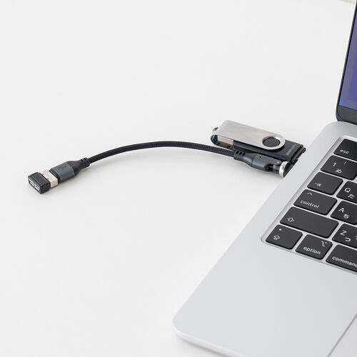 USB-C 変換アダプタケーブル（540°回転・PD240W・上下左右・全方向対応・L字・L型・コネクタ・USB2.0・急速充電・Type-C・方向変換・ガンメタリック）
