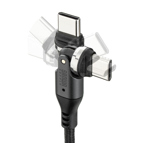 USB-C 変換アダプタケーブル（540°回転・PD240W・上下左右・全方向対応・L字・L型・コネクタ・USB2.0・急速充電・Type-C・方向変換・ガンメタリック）