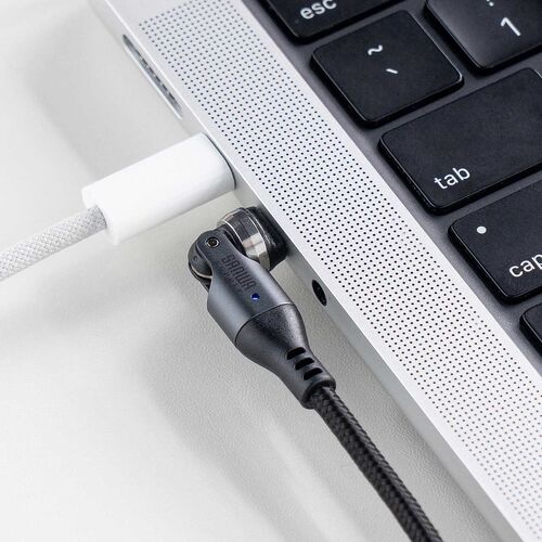 USB A to C 変換アダプタケーブル（540°回転・上下左右・全方向対応・L字/L型コネクタ・USB2.0 Type-Cオス-USB Aメス・方向変換・ガンメタリック）