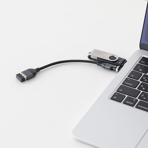 USB A to C 変換アダプタケーブル（540°回転・上下左右・全方向対応・L字/L型コネクタ・USB2.0 Type-Cオス-USB Aメス・方向変換・ガンメタリック）