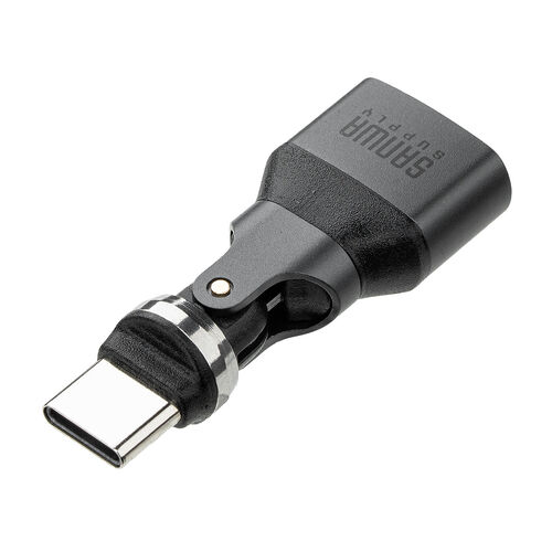 USB A to C 変換アダプタ(540°回転・上下左右・全方向対応・ L字・L型コネクタ・USB2.0・Type-Cオス-USB Aメス・方向変換・ブラック）