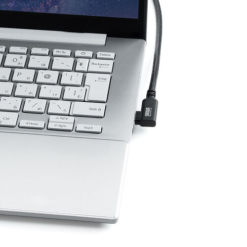 USB Type-C 延長ケーブル （L字コネクタ・PD100W・映像出力・4K60Hz・Altモード・USB5Gbps・高速通信・3重シールド構造・1m）