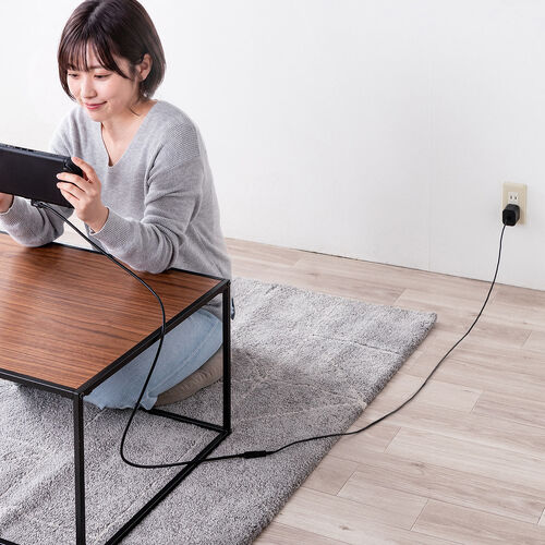 USB Type-C 延長ケーブル （L字コネクタ・PD100W・映像出力・4K60Hz・Altモード・USB5Gbps・高速通信・3重シールド構造・1m）