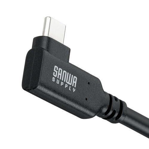 USB Type-C 延長ケーブル （L字コネクタ・PD100W・映像出力・4K60Hz・Altモード・USB5Gbps・高速通信・3重シールド構造・1m）