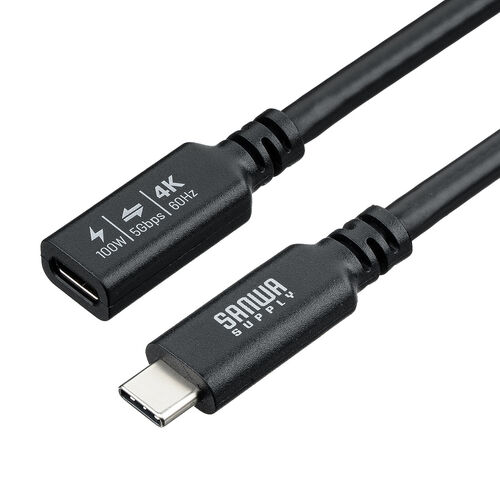 USB Type-C 延長ケーブル（PD100W・映像出力・4K60Hz・Altモード・USB5Gbps・高速通信・3重シールド構造・1m）