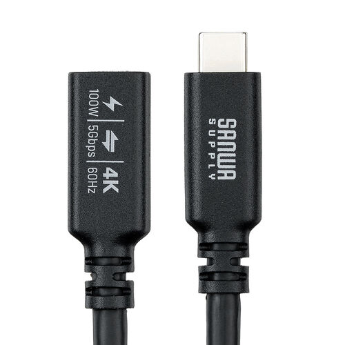 USB Type-C 延長ケーブル（PD100W・映像出力・4K60Hz・Altモード・USB5Gbps・高速通信・3重シールド構造・1m）