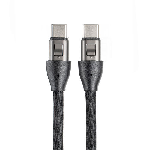 USBケーブル（USB Type-C・ストラップ・急速充電・PD240W対応・ハンドストラップ・22cm・データ通信・丸形メッシュ・ブラック）
