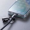 USBケーブル（USB Type-C・ストラップ・急速充電・PD240W対応・ハンドストラップ・22cm・データ通信・丸形メッシュ・ブラック）