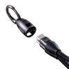 USBケーブル （USB Type-C・ストラップ・急速充電・PD240W対応・リストストラップ・32cm・手首に通せる・ハンドストラップ・データ通信・丸形メッシュ・ブラック）