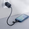 USBケーブル （USB Type-C・ストラップ・急速充電・PD240W対応・リストストラップ・32cm・手首に通せる・ハンドストラップ・データ通信・丸形メッシュ・ブラック）