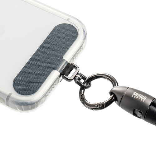 USBケーブル （USB Type-C・ストラップ・急速充電・PD240W対応・リストストラップ・32cm・手首に通せる・ハンドストラップ・データ通信・丸形メッシュ・ブラック）