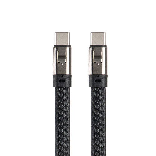 USBケーブル（USB Type-C・ストラップ・急速充電・PD240W対応・リストストラップ・PUレザー・手首に通せる・ハンドストラップ・約32cm・スマホ・PC充電・ブラック）