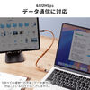 USBケーブル（USB Type-C・ストラップ・急速充電・PD240W対応・リストストラップ・PUレザー・手首に通せる・ハンドストラップ・約32cm・スマホ・PC充電・ブラック）