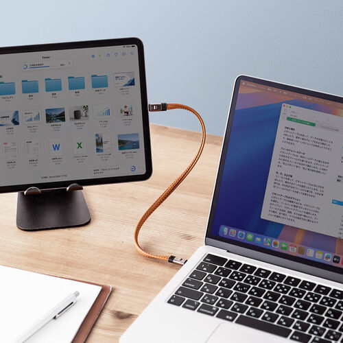 USBケーブル(USB Type-C・ストラップ・急速充電・PD240W対応・リストストラップ・PUレザー・手首に通せる・ハンドストラップ・約32cm・スマホ PC充電・ブラウン)