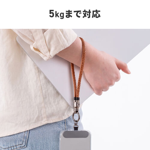 USBケーブル(USB Type-C・ストラップ・急速充電・PD240W対応・リストストラップ・PUレザー・手首に通せる・ハンドストラップ・約32cm・スマホ PC充電・ブラウン)