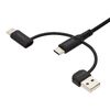USBケーブル（USB-C・USB-A・データブロッカー・データ通信遮断・データ抜き取り対策・PD60W・USB2.0・シリコンケーブル・1m・ブラック）